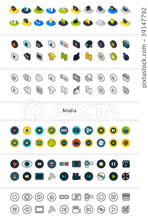 Set of icons in different style - isometric flat 39147792