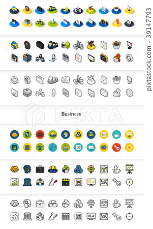Set of icons in different style - isometric flat 39147793