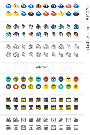 Set of icons in different style - isometric flat 39147795