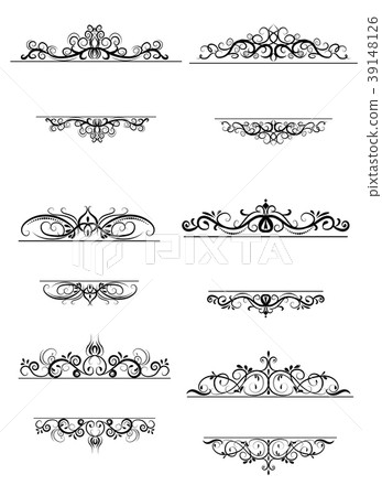Vintage vector swirl frame set Vintage vector swirl frame set 39148126