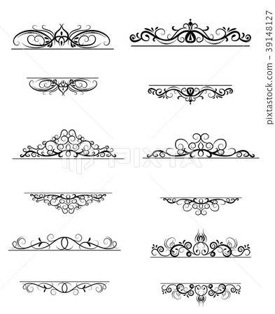 Vintage vector swirl frame set 39148127