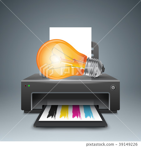 Realistic 3d printer. Business infographic. Paper Realistic 3d printer. Business infographic. Paper 39149226