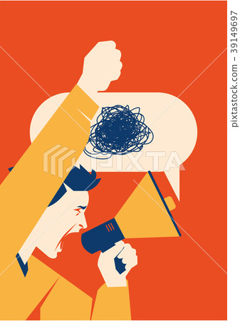 Man Holding Megaphone with bubble and noise 39149697