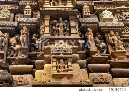 Close up genre stone carving in Lakshman Temple Close up genre stone carving in Lakshman Temple 39150624