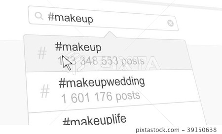Makeup hashtag search through social media posts 39150638