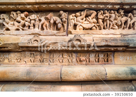 Close up genre stone carving in Lakshman Temple Close up genre stone carving in Lakshman Temple 39150650