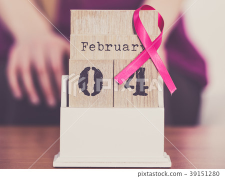 Woman and world breast cancer day on calendar 39151280