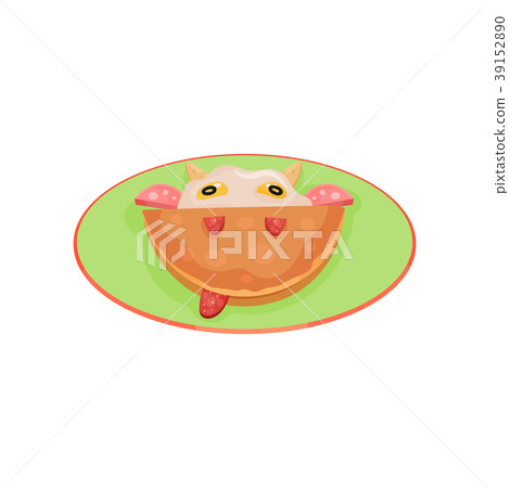 Creative food for kids, pancake, sausage, fried Creative food for kids, pancake, sausage, fried 39152890