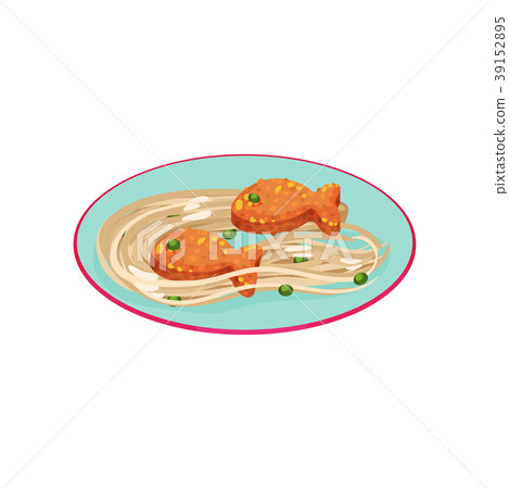 Creative spaghetti garnished with nuggets in the Creative spaghetti garnished with nuggets in the 39152895
