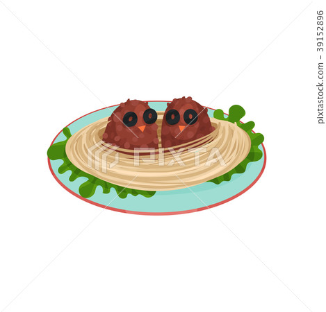 Creative spaghetti garnished with cutlets in the 39152896