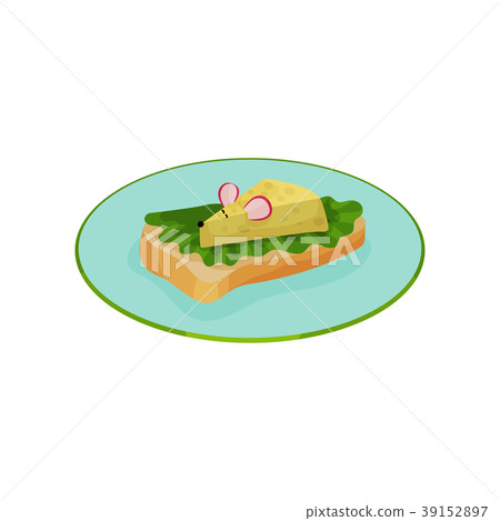 Creative sandwich with lettuce and cheese in the 39152897