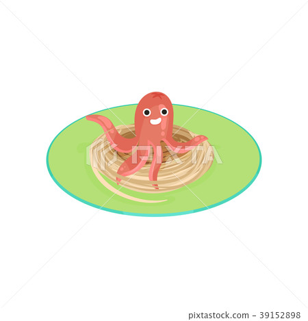 Creative spaghetti garnished with sausage in the 39152898