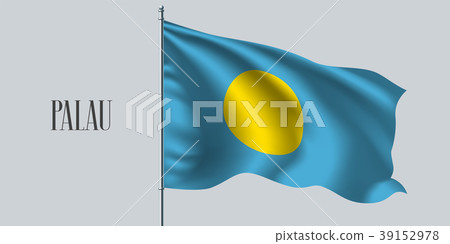 Palau waving flag on flagpole vector illustration 39152978