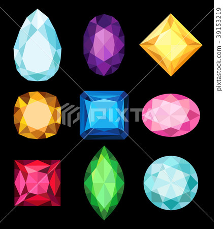 Precious stones, gems of various shapes and colors 39153219