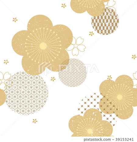 Floral background with Japanese pattern vector.  39153241