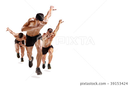 one caucasian man runner jogger running jogging one caucasian man runner jogger running jogging 39153424