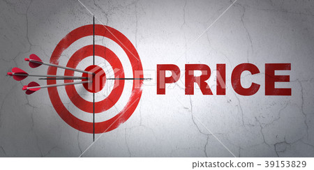 Advertising concept: target and Price on wall - Stock Illustration ...