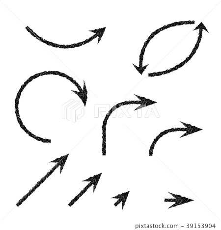 Black arrows set. Set of scratched crayon icons Black arrows set. Set of scratched crayon icons 39153904