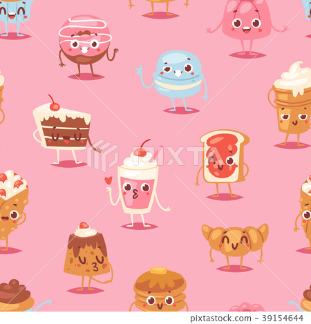Cartoon cake character vector chocolate sweets Cartoon cake character vector chocolate sweets 39154644