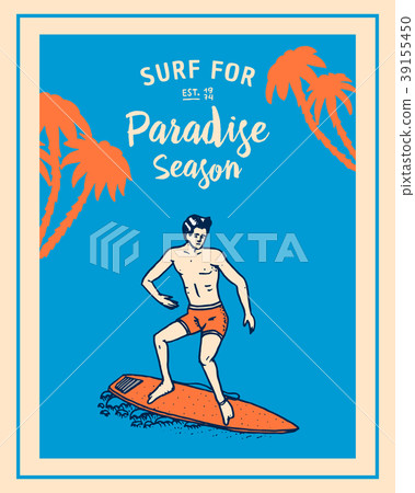 Surf badge, wave and ocean. vintage retro Surf badge, wave and ocean. vintage retro 39155450