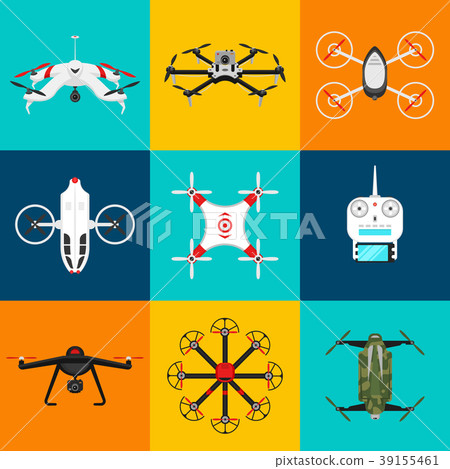 Set of modern air drones and remote control 39155461