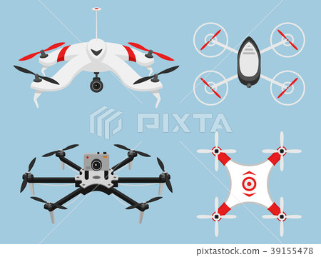 Set of modern air drones and remote control Set of modern air drones and remote control 39155478
