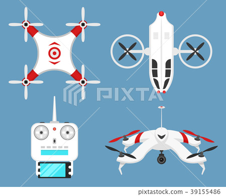 Set of modern air drones and remote control Set of modern air drones and remote control 39155486