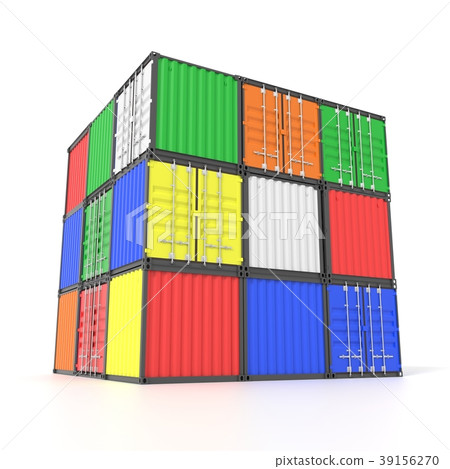 Colorful ship cargo containers 39156270