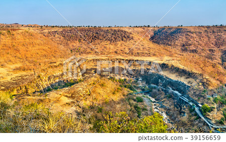 Panorama of the Ajanta Caves. UNESCO world Panorama of the Ajanta Caves. UNESCO world 39156659