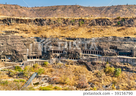 Panorama of the Ajanta Caves. UNESCO world 39156790