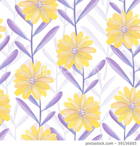 Bright floral seamless design with yellow flowers - Stock Illustration ...