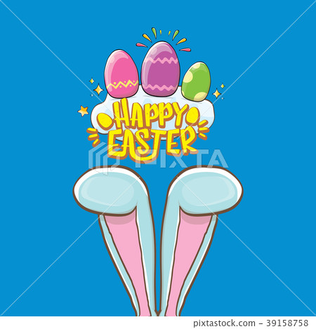 happy easter bunny with calligraphic text, clouds happy easter bunny with calligraphic text, clouds 39158758