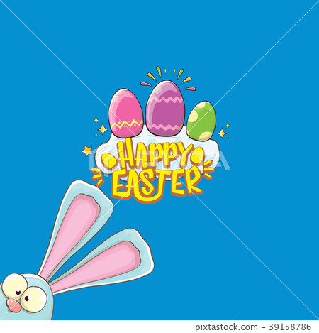 happy easter bunny with calligraphic text, clouds 39158786