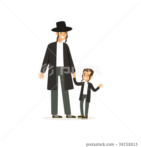 Cartoon characters of orthodox jews smiling father Cartoon characters of orthodox jews smiling father 39158813
