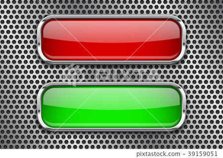 Red and green glass buttons with metal frame, on - Stock Illustration ...