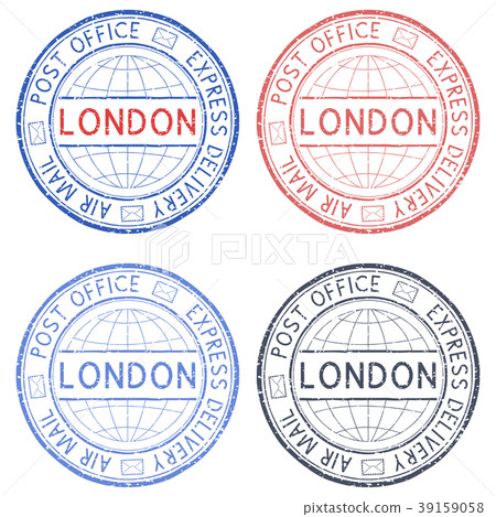 Colored postmarks LONDON. Express delivery, round 39159058