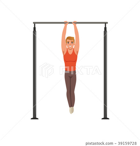Handsome male gymnast training on horizontal bar 39159728