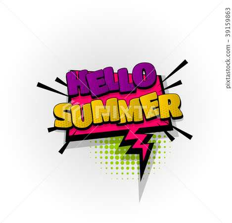 Hello Summer Time Comic Book Text Pop Art Stock Illustration