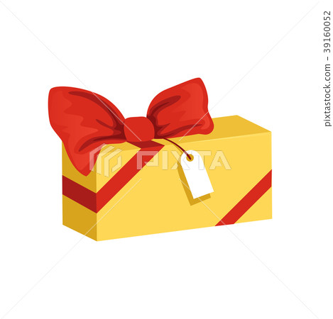 Cartoon icon of yellow rectangular gift box with Cartoon icon of yellow rectangular gift box with 39160052