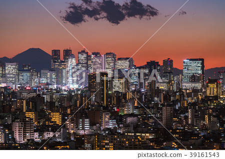 Tokyo Tokyo night view overlooking Mt. Fuji 39161543