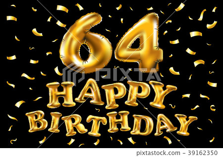 vector happy birthday 64 celebration gold balloon 39162350