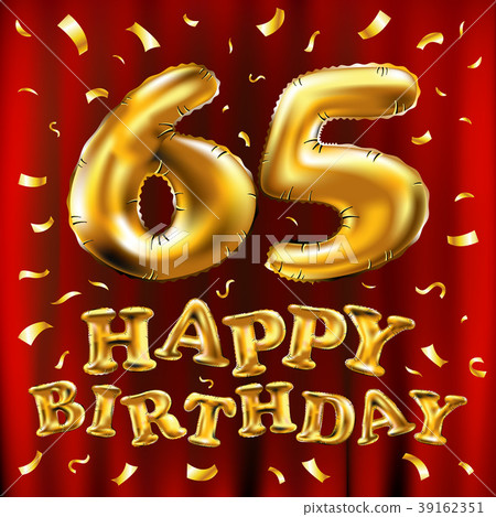 vector happy birthday 65 celebration gold balloon 39162351