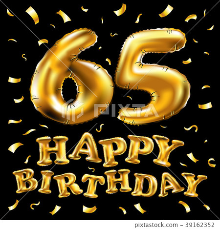 vector happy birthday 65 celebration gold balloon 39162352