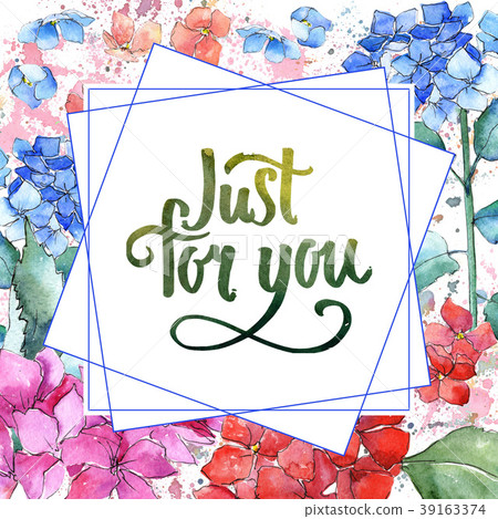 Wildflower hydrangea flower frame in a watercolor 39163374