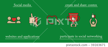 Social media icons in speech bubbles with group of 39163671