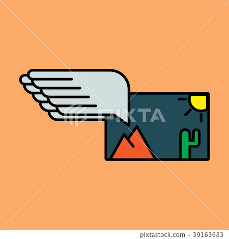 Attached photo vector line icon on background Attached photo vector line icon on background 39163683