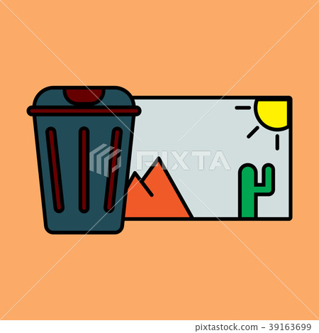 Delete image flat icon on color background. Delete image flat icon on color background. 39163699