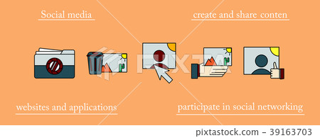 Social media icons in speech bubbles with group of Social media icons in speech bubbles with group of 39163703