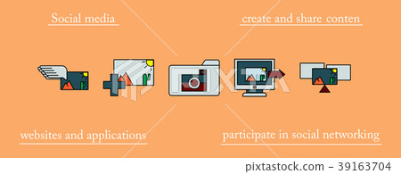 Social media icons in speech bubbles with group of Social media icons in speech bubbles with group of 39163704
