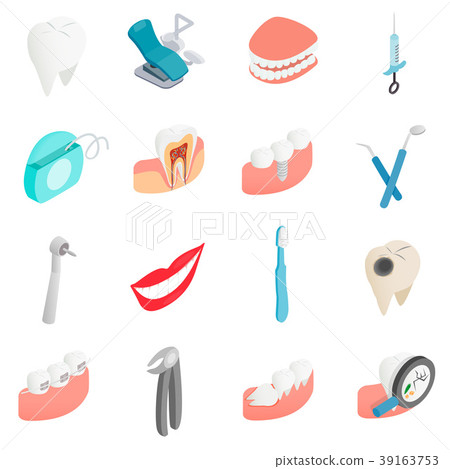 Dental set icons, isometric 3d style Dental set icons, isometric 3d style 39163753